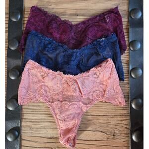 Victoria's Secret High Rise Wide Side Thong Bundle sz S New